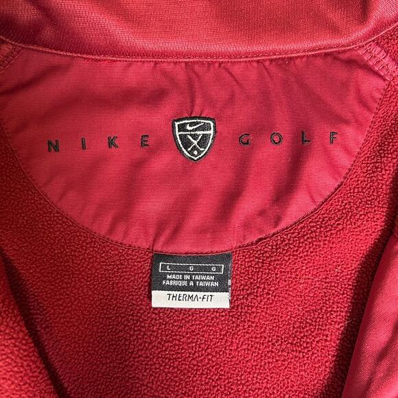 Vintage Nike Golf Pullover Mens Large Red 1/2 Zip Fleece Adjustable Country Club - Picture 2 of 7
